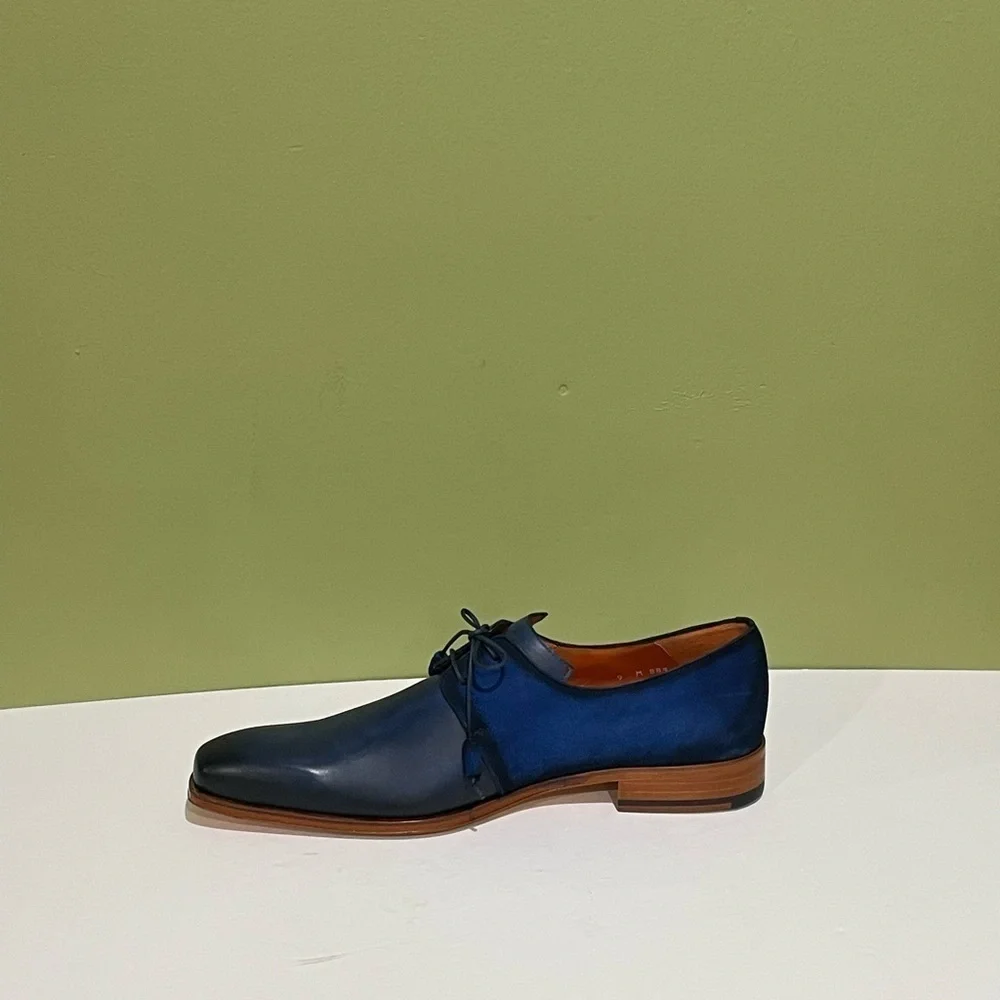 Mezlan shoes Oxford blue leather calf/suede